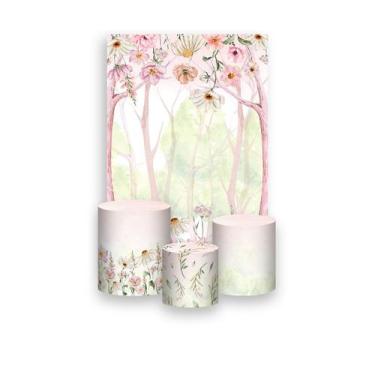 Imagem de Painel De Festa Vertical 1,50 x 2,20 + Trio De Capas Cilindro - Flores
