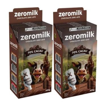 Imagem de Kit 2 Caixas Chocolate Zeromilk 70% Cacau 70g Tudo Zero Leite