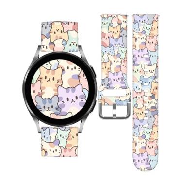 Imagem de Vieeki Pulseiras de relógio femininas coloridas de gatos compatíveis com Samsung Galaxy Watch 40 mm, 41 mm, 42 mm, 44 mm, 45 mm, 46 mm, padrão de 20 mm, pulseira de silicone para Galaxy Watch 5 /
