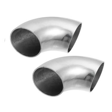 Imagem de TUCKBOLD Tubo de cotovelo curva mandril 90 graus OD 5 cm aço inoxidável reutilizável | tubo de escape cotovelo escada corrimão tubo 2 peças