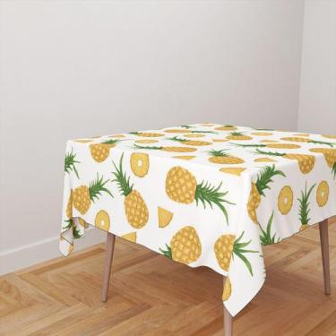 Imagem de Toalha De Mesa Quadrada 4 Lugares Tecido Oxford Abacaxis Rodelas TL233