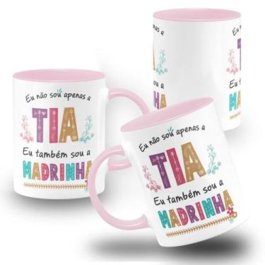 Imagem de Caneca Tia Madrinha Batismo Dinda - Amo Personalizado, Rosa