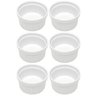 Imagem de Kit 6 Ramequins Canelado 50ml Porcelana Classic Branco Lyor Servir Pet