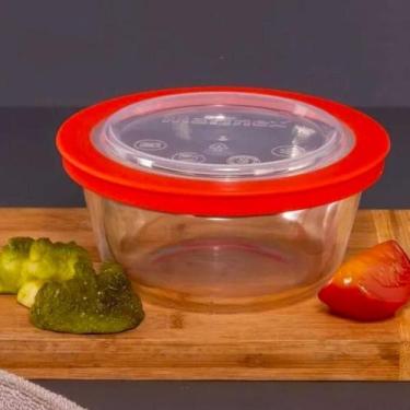 Imagem de Tigela de Vidro Temperado Pote Refratário Redondo 2,4L com Tampa Marin