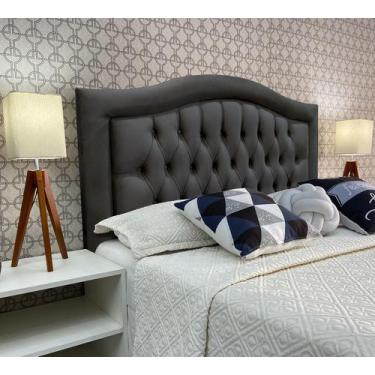 Imagem de Cabeceira Cama Casal Capitone Sophia Provençal Suede Cinza 60 Cm Altur