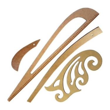 Imagem de Kit 04 Réguas Corte Costura Curva Francesa Cavas Decotes Mdf - Levolpe