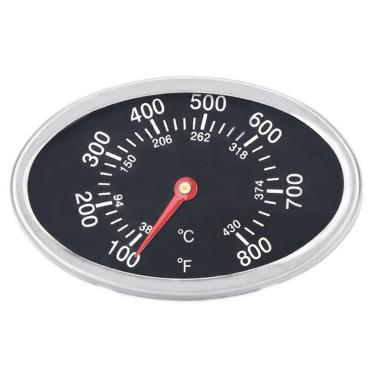 Imagem de Termômetro de temperatura de substituição para Nexgrill, Grill Master 720-0697, Charmglow 720-0234, Aussie, Brinkman, Members Mark e outros Gas Grill, Indicador de calor de aço inoxidável oval