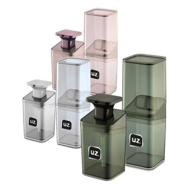 Imagem de Kit Banheiro Lavabo Conjunto Porta Escova E Sabonete Liquido Slim - UZ