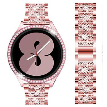 Imagem de SPINYE Pulseiras compatíveis com Samsung Galaxy Watch 5/4 de 40 mm e 44 mm, diamante com strass brilhante + capa protetora com protetor de tela de vidro temperado de substituição para mulheres e