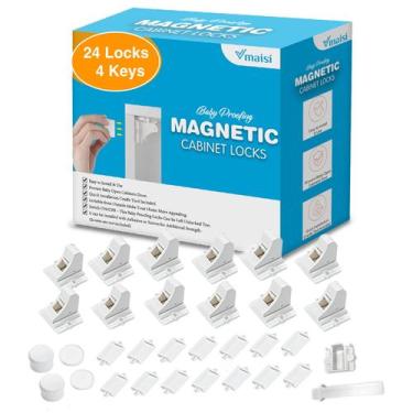 Imagem de Fechaduras Magnéticas VMAISI para Armários e Gavetas - Kit com 24 Unid
