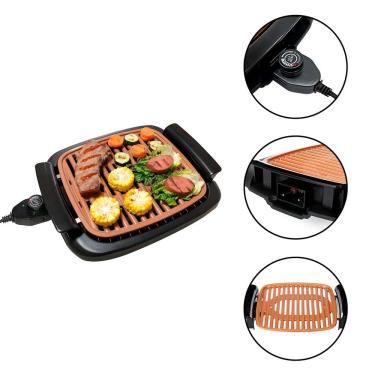 Imagem de Grelha Grill Elétrico por Indução Antiaderente Portátil 110V