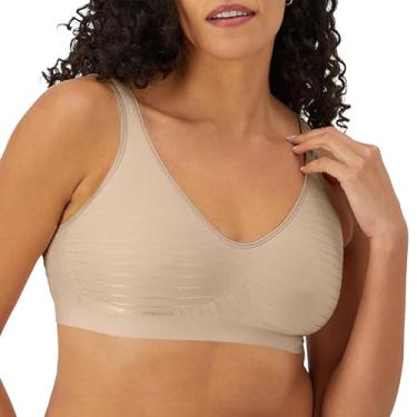 Imagem de Bali Sutiã feminino sem fio, camiseta Comfort Revolution, absorção de umidade, ajuste ComfortFlex, Listra cinza-acastanhada macia, M