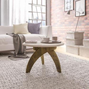 Imagem de Mesa de Centro Jade 100% MDF - ARTELY, Off White / Pinho