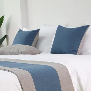 Imagem de Cachecol de cama de hotel corredor de cama dupla cor patchwork decoração de cama de luxo proteção de cama de quartos de hóspedes macio de alta qualidade toalha de cama para cama queen, casal,