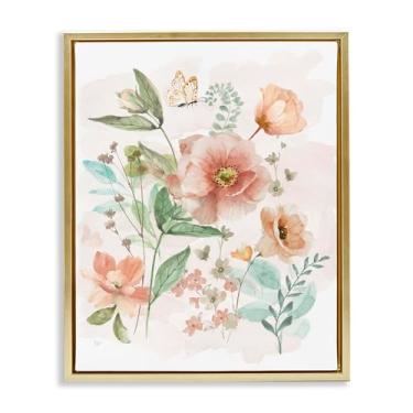 Imagem de Stupell Industries Arte de parede em tela flutuante dourada rosa selvagem flores primavera flores de ouro por Nan, 25 x 31