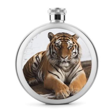 Imagem de Cantil de aço inoxidável, Big Tiger Print Pocket Flask Hip Flask Travel Flask Portable Liquor Flask Metal Flask