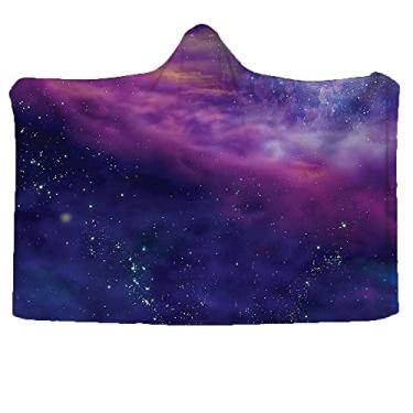 Imagem de Cobertor com capuz para espaço sideral, aglomerados de estrelas dim espirituais, inspirado na Via Láctea, círculo nas costas com elementos solares, cobertor usável para sofá, bebê, crianças, homens,