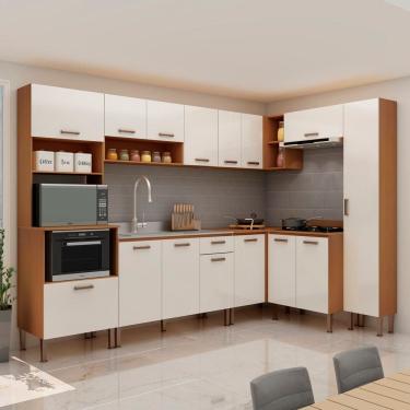 Imagem de Cozinha Completa 8 Peças 100% Mdf Essência Freijo/White laca
