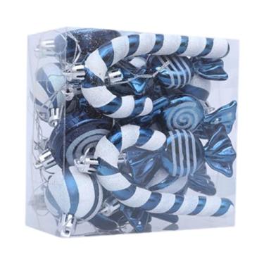 Imagem de Baoblaze 18 peças de enfeites de bola de Natal, enfeites pendurados para árvore de Natal, acessórios fofos para fotos, decoração criativa de Natal para o, Azul