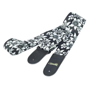 Imagem de CORREIA TONANTE DE POLIÉSTER ESTAMPA FLORAL BRANCA E PRETA – TN10S