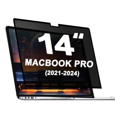 Imagem de Protetor de tela de privacidade para MacBook Pro de 14 polegadas (2021-2024, M1, M2, M3) - antiespião, antiimpressões digitais, antiluz azul, sem bolhas e película de privacidade removível para