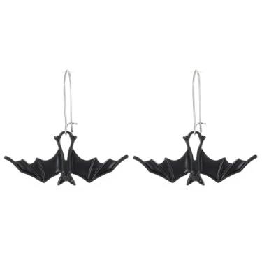 Imagem de Brincos góticos de morcego preto para mulheres, fantasia de vampiro, mistério, bijuteria, punk rock, brincos pendentes com acessórios de cristal vermelho, Liga de aço, Sem pedra preciosa