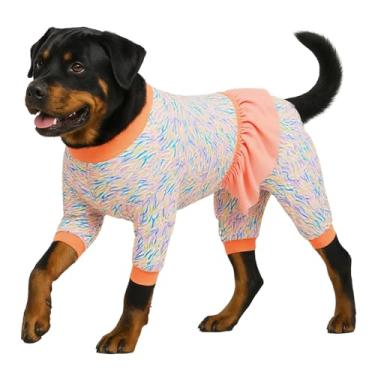 Imagem de LovinPet Pitbull Macacões para cães – Body de algodão de gola alta para cães, estampa costeira de córregos do deserto, pijama grande para cães, camiseta para vestidos de cachorro, 2GG