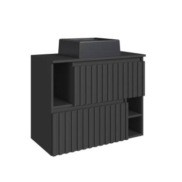 Imagem de Gabinete de Banheiro Suspenso 75cm com Cuba 2 Portas Basculante Grafite Luiza BL1000 - Faema Móveis