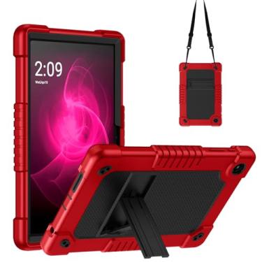 Imagem de Hoibon Capa para Revvl Tab 2 (2025), capa protetora híbrida infantil à prova de choque, capa rígida com suporte integrado, alça de ombro para tablet Tmobile Revvl Tab 2, tablet de 10,1 polegadas