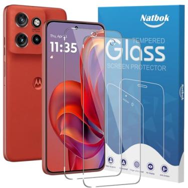 Imagem de Natbok Pacote com 2 protetores de tela compatíveis com Moto Edge 60 Neo, filme de vidro temperado 9H de cobertura total, resistente a arranhões, sem bolhas para Moto Edge 60 Neo protetor de tela
