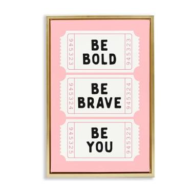 Imagem de Stupell Industries Be You Uplifting Tickets Arte de parede em tela flutuante emoldurada dourada, design por Lettered and Lined, 25 x 17