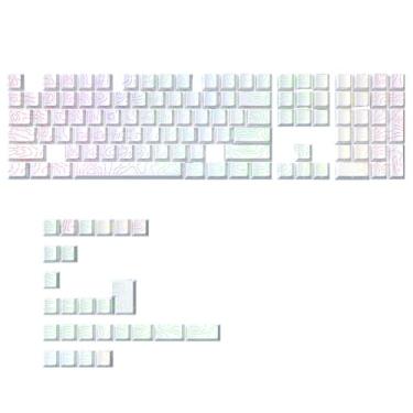 Imagem de Glacier Contour Lines Teclas Cherry Profile PBT Impressão lateral dupla para teclados mecânicos compatíveis com 60% 65% 75% 80% 96% 100% Layouts (linhas de contorno brancas)