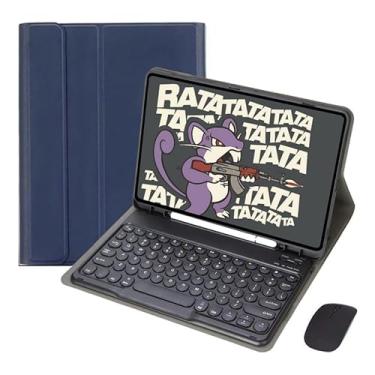 Imagem de Kit Capa para iPad 9/8/7 Geração : Capa para Tablet + Teclado com teclas redondas + Mouse