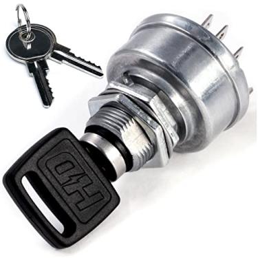 Imagem de HD Switch Chave de ignição TCA22740 AM101561 TCA15075 serve para John Deere 130 160 165 170 175 180 185 240 245 260 265 285 320 500 cortador de grama e trator Dogue alemão - 3 chaves e mosquetão