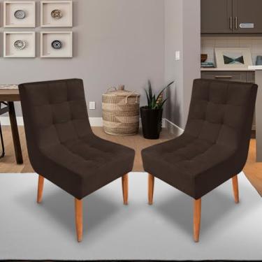 Imagem de Conjunto com 2 Cadeiras de Jantar Suede Premium com Pés Palito – Elegância e Conforto para Sala ou Cozinha (Marrom)