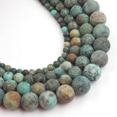 Imagem de Yochus 36 contas de pedra preciosa turquesa africana foscas naturais, contas de pedra soltas redondas foscas de 10 mm para fazer joias, brincos, pulseiras, colar, artesanato