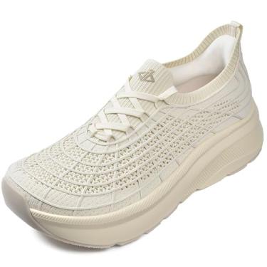 Imagem de JACKSHIBO Slip in Tênis ortopédico feminino mãos livres, bico largo, suporte de arco, fascite plantar, tênis ortopédico para caminhada, tênis, almofada atlética, sola grossa zero drop com almofadas de