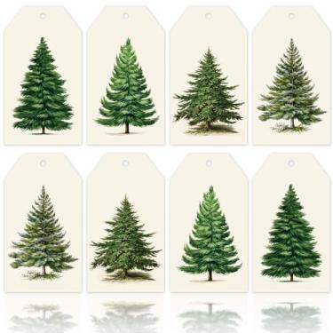 Imagem de 120 etiquetas de presente de Natal vintage para árvore de Natal, etiquetas de papel para pendurar no feriado, etiqueta com cordas, para Natal, inverno, aniversários, feriados, casamentos