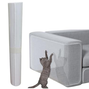 Imagem de Película Protetora Adesiva Filme Transparente Anti-Arranhão Pets Gatos Sofá e Móveis 30cm x 3metros