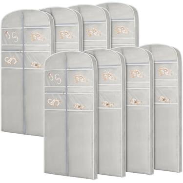 Imagem de Bolsa de roupa de 165 cm para viagem para pendurar roupas de armazenamento capa de terno com zíper e armazenamento de acessórios para casacos, vestidos, ternos