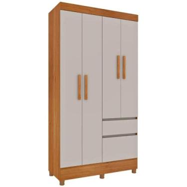 Imagem de Guarda Roupa Oregon Solteiro 4 Portas 2 Gavetas Tcil Cor Cinamomo Off 