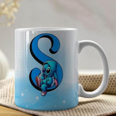 Imagem de Caneca De Porcelana Stitch Letras A-z 325ml Azul S
