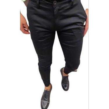 Imagem de Calça Alfaiataria Masculina Skinny Zip Off Preto Bolso Faca, 44, Preto