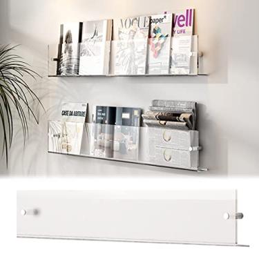 Imagem de Porta-revistas de parede de acrílico transparente, suporte de brochura de 80 cm, suporte de exibição de literatura para casa e escritório, organizador de documentos, design que economiza espaço