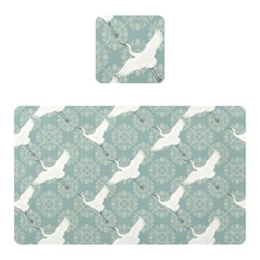 Imagem de Burbuja Jogo americano de guindaste, conjunto de 4 para mesa de jantar, tapetes de mesa de PVC à prova d'água, antiderrapantes, resistentes ao calor, fáceis de limpar, 30 x 45 cm