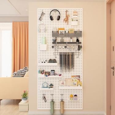 Imagem de Organizador de quadro de metal com 10 ganchos - Solução versátil de armazenamento de parede para escritório, garagem, artesanato e ferramentas - preto, 120 x 50 cm (47 x 20 pol.) - Perfeito para casa