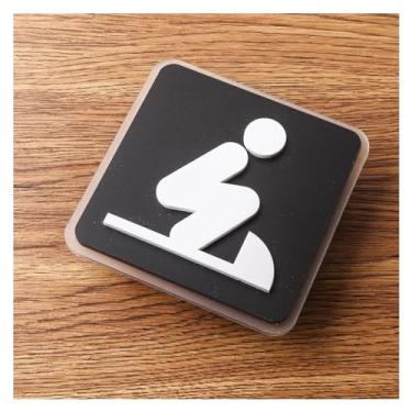 Imagem de Varas ocas de poliuretano placa de lembrete de agachamento acrílico para vaso sanitário banheiro porta adesivo placa com logotipo (B)