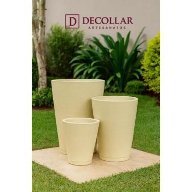 Imagem de Kit 3 Vasos Coluna Escovada 1,2,3 Vaso Grande em Polietileno - para Pl