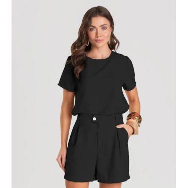 Imagem de Bermuda Feminina em Tecido Dianna Preto, P, Preto