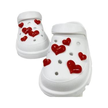Imagem de Clipes De Sapato Em Formato De Coração 3D Vermelhos, 10 Peças, Decoraç